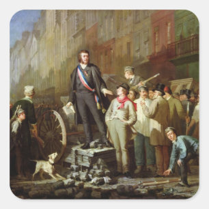 Baudin on the Barricade of Faubourg Fyrkantigt Klistermärke