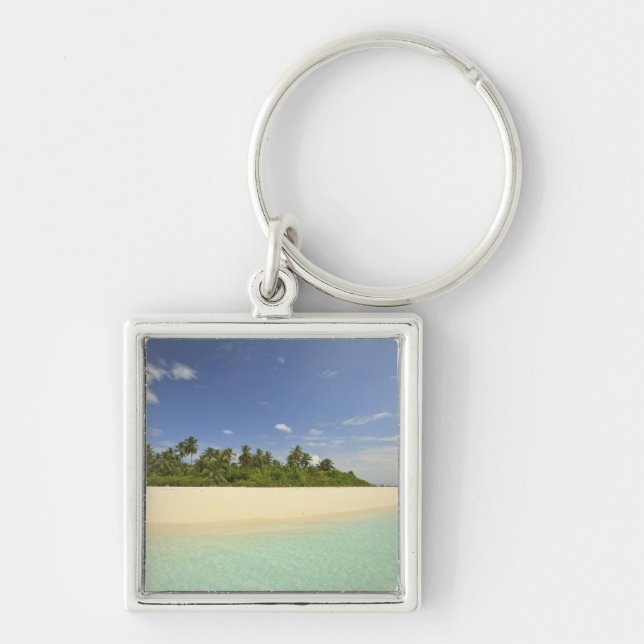 Baughagello Island, Södra Huvadhoo-atollen, 2 Fyrkantig Silverfärgad Nyckelring (Framsidan)