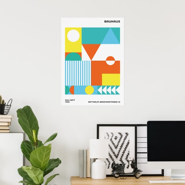 Bauhaus Abstrakt Affisch Orange Turkos (Hemmakontoret)