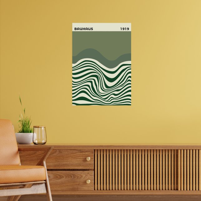 Bauhaus Abstrakt Vågformad Väggkonst, heminredning Poster (Vardagsrum 2)