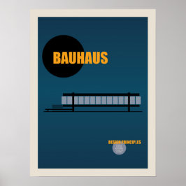 Bauhaus Architecture Retro Design | Blått Poster
