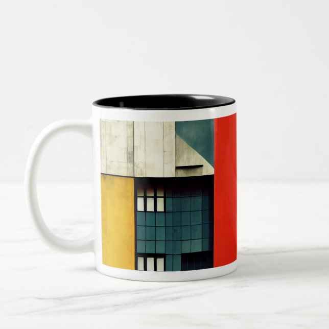 Bauhaus-arkitektur illustrerad Två-Tonad mugg (Vänster)