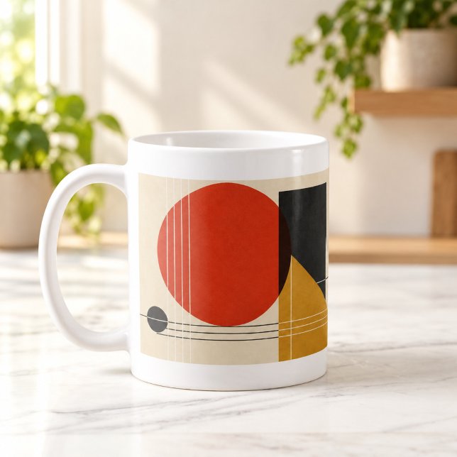 Bauhaus Balans Abstrakt Geometrisk Mugg (Bauhaus Balance Abstract Geometric Mug — digital mockup.)