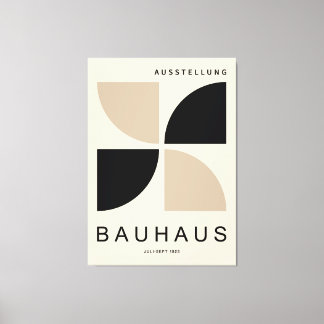 Bauhaus Beige Black Geometric Quarter Circle Canvastryck