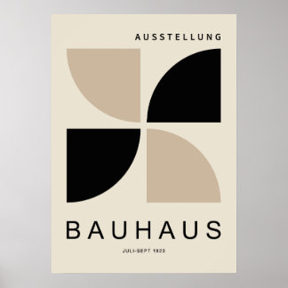 Bauhaus Beige Black Geometric Quarter Circle Poster
