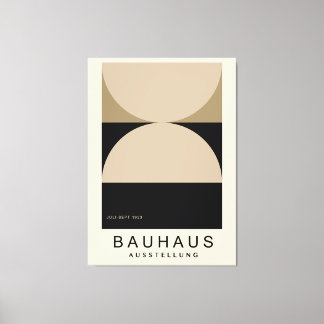Bauhaus Beige Black Half Circle Modern Art Print Canvastryck