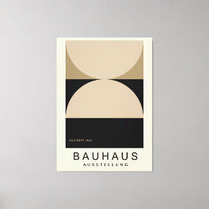 Bauhaus Beige Svart Halvcirkel Modern Konsttryck Canvastryck