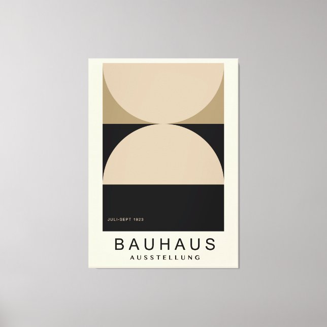 Bauhaus Beige Svart Halvcirkel Modern Konsttryck Canvastryck (Framsida)