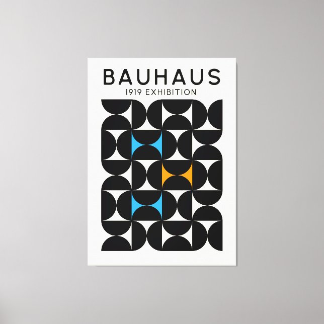 Bauhaus Black Geometric Grid Art Print 1919 Canvastryck (Framsida)