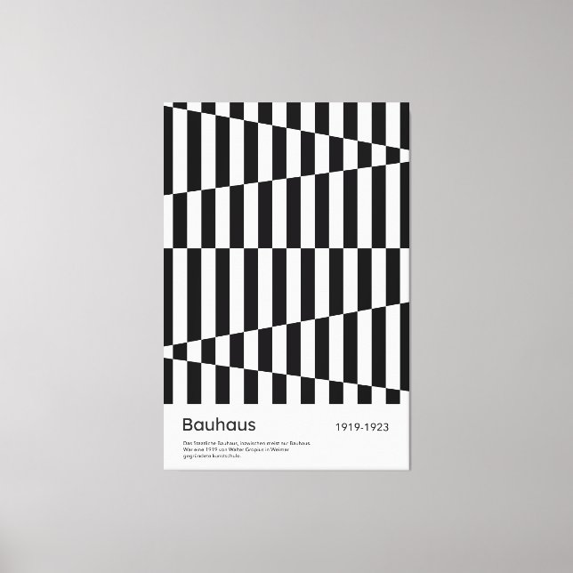 Bauhaus Black White Stripe Grid Art Print Canvastryck (Framsida)