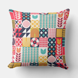 Bauhaus Blommigt Geometric Colorful Design Kudde
