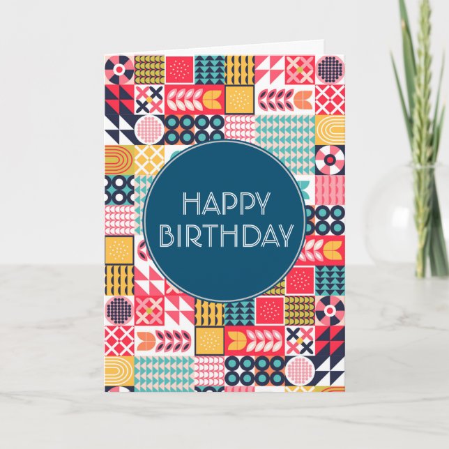 Bauhaus-Blommigtens geometriska mappade inbjudan (Framsida)