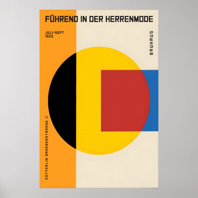 Bauhaus-designutställning 1923 herrmodeaffisch poster (Framsidan)
