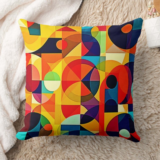 Bauhaus Färggeometri Design Kudde (Filt)
