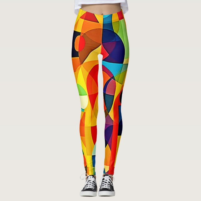 Bauhaus Färggeometri Design Leggings (Framsida)
