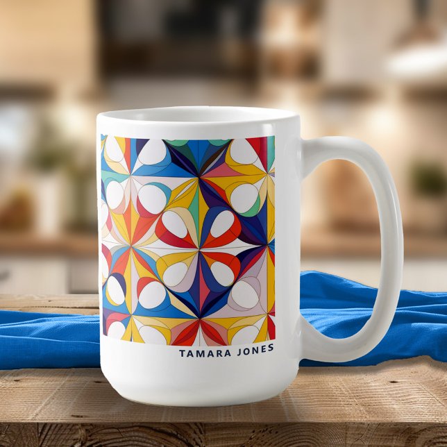 Bauhaus Geometric Abstrakt Mönster#3 ID1068 Kaffemugg (Skapare uppladdad)
