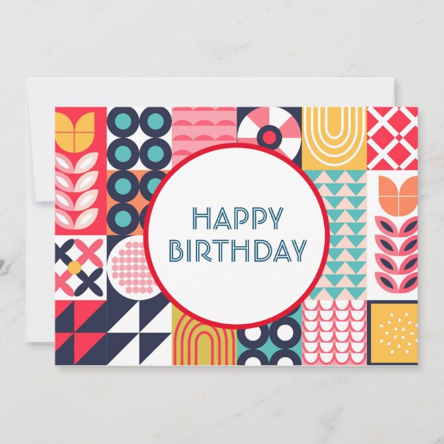 Bauhaus Geometric Birthday Greeting Card Inbjudningar (Framsida)