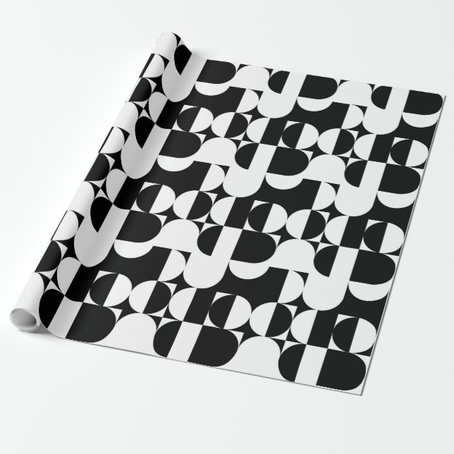 Bauhaus Geometric Black and White  Presentpapper (Utrullad)