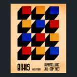 Bauhaus Geometric Modern Poster<br><div class="desc">A vibrant, minimalist poster featuring the word "BAUHAUS" broken into geometric blocks. It utilizes a primary color palette of red, blue, and yellow against a black-and-cream background, emphasizing bold sans-serif typography and modular shapes.</div>