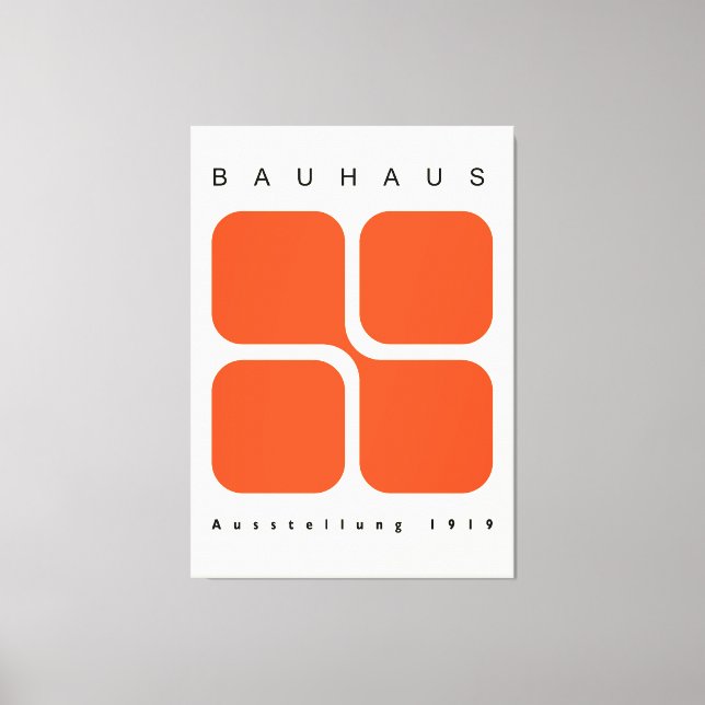 Bauhaus Geometric Poster Orange Retro Print Canvastryck (Framsida)