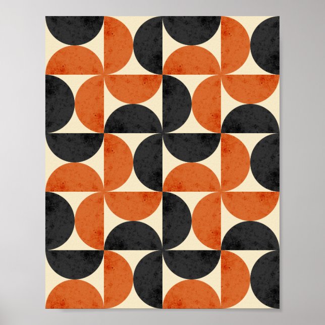 Bauhaus Geometric Textured Mid Century Modern  Poster (Framsidan)