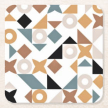 Bauhaus Geometric XOXO Square Papper Drink Coaster