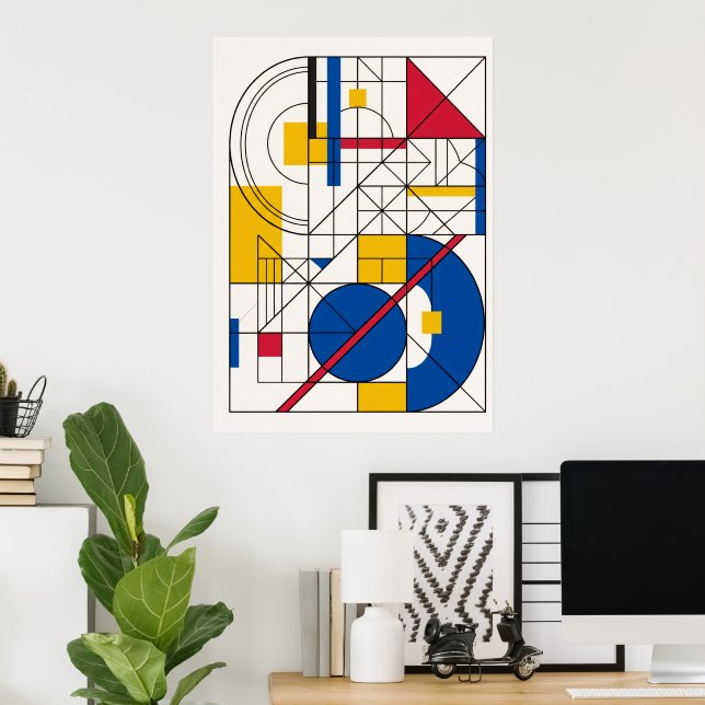 Bauhaus Geometrisk Abstrakt Affisch (Hemmakontoret)