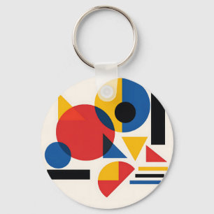 Bauhaus Geometrisk Abstrakt Komposition Nyckelring