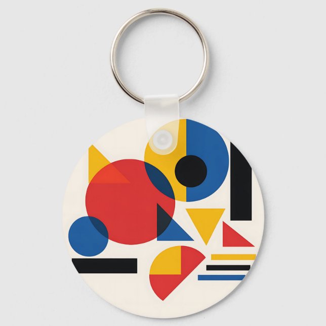 Bauhaus Geometrisk Abstrakt Komposition Nyckelring (Framsida)