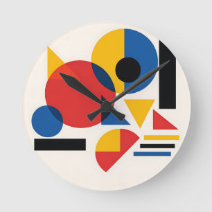 Bauhaus Geometrisk Abstrakt Komposition Rund Klocka