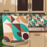 Bauhaus geometrisk abstrakt N2<br><div class="desc">Bauhaus stil geometrisk abstrakt panel i turkos,  vin och brinnande sienna färg palett.</div>