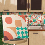 Bauhaus geometrisk abstrakt N3<br><div class="desc">Bauhaus stil geometrisk abstrakt panel i turkos,  vin och brinnande sienna färg palett.</div>