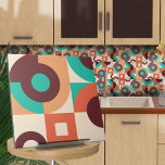 Bauhaus geometrisk abstrakt N6<br><div class="desc">Bauhaus stil geometrisk abstrakt panel i turkos,  vin och brinnande sienna färg palett.</div>