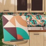 Bauhaus geometrisk abstrakt N7 Kakelplatta<br><div class="desc">Bauhaus stil geometrisk abstrakt panel i turkos,  vin och brinnande sienna färg palett.</div>