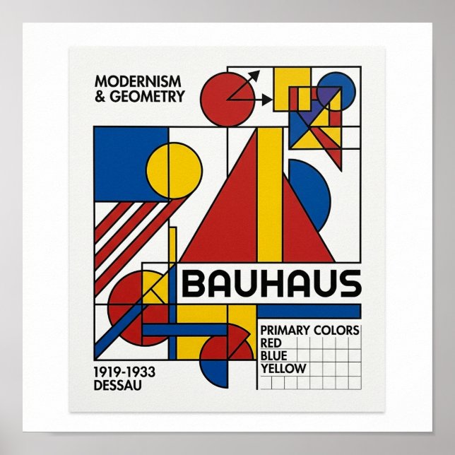 Bauhaus Geometrisk Komposition Fyrkantig Affisch (Framsidan)