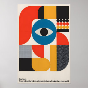 Bauhaus geometrisk konsttryck Mid-Century Modernis Poster