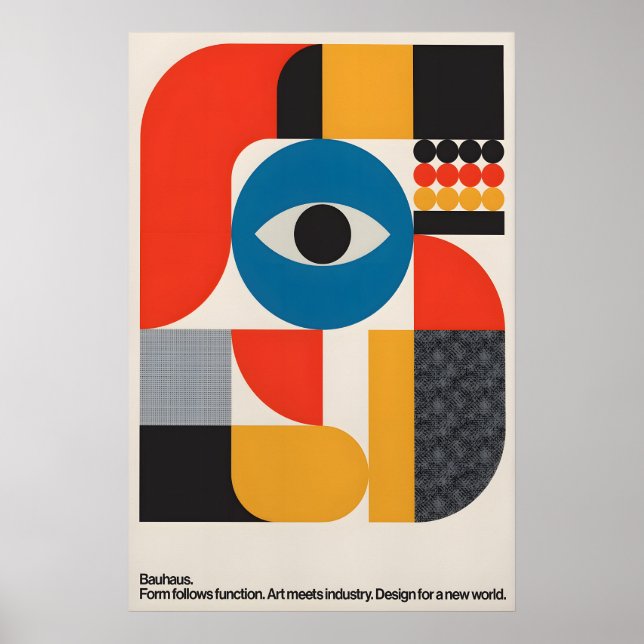 Bauhaus geometrisk konsttryck Mid-Century Modernis Poster (Framsidan)