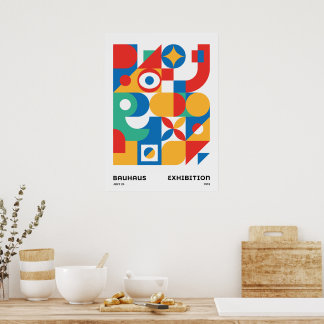 Bauhaus Geometrisk Väggkonst Klara Färger