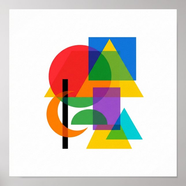 Bauhaus geometriska former fyrkantig affisch (Framsidan)