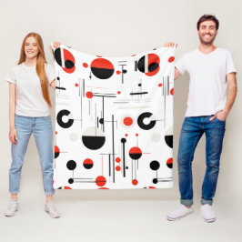 Bauhaus-geometriska former i svart rött på vitt fleecefilt