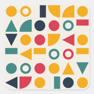 Bauhaus geometriska former sömlöst mönster fyrkantigt klistermärke