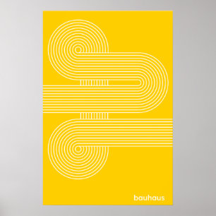 Bauhaus Gul S-Kurva Linje Konsttryck Djärv Poster