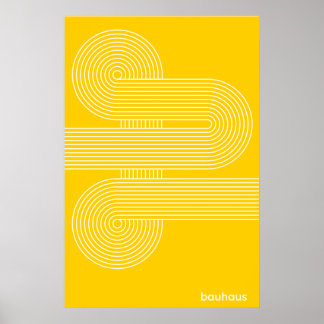 Bauhaus Gul S-Kurva Linje Konsttryck Djärv Poster