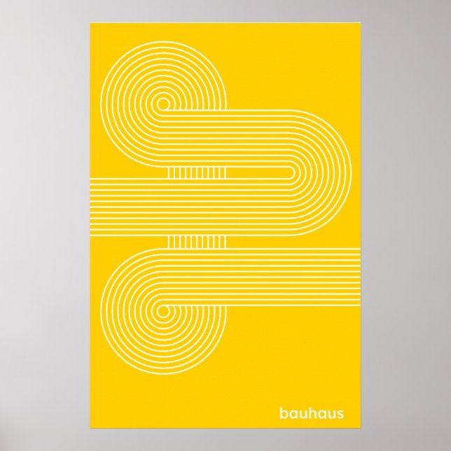 Bauhaus Gul S-Kurva Linje Konsttryck Djärv Poster (Framsidan)
