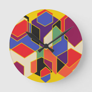 Bauhaus Hexagons  Rund Klocka