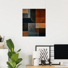 Bauhaus jordnära geometriskt mönster abstrakt affi poster