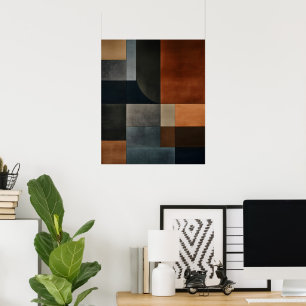 Bauhaus jordnära geometriskt mönster abstrakt affi poster