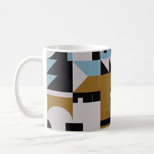 Bauhaus-kompositionsgrafik gjord med abstrakt ele kaffemugg (Vänster)