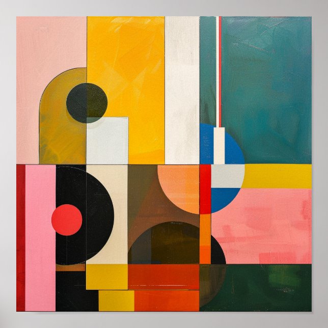 bauhaus modern abstrakt färglös konst poster (Framsidan)