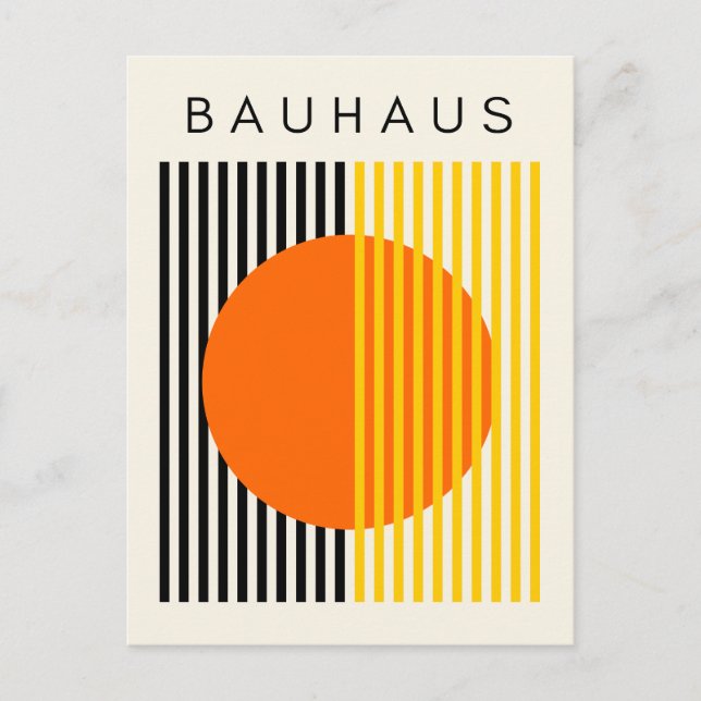 Bauhaus Modern Art Orange Circle Rand Helg Vykort (Framsida)